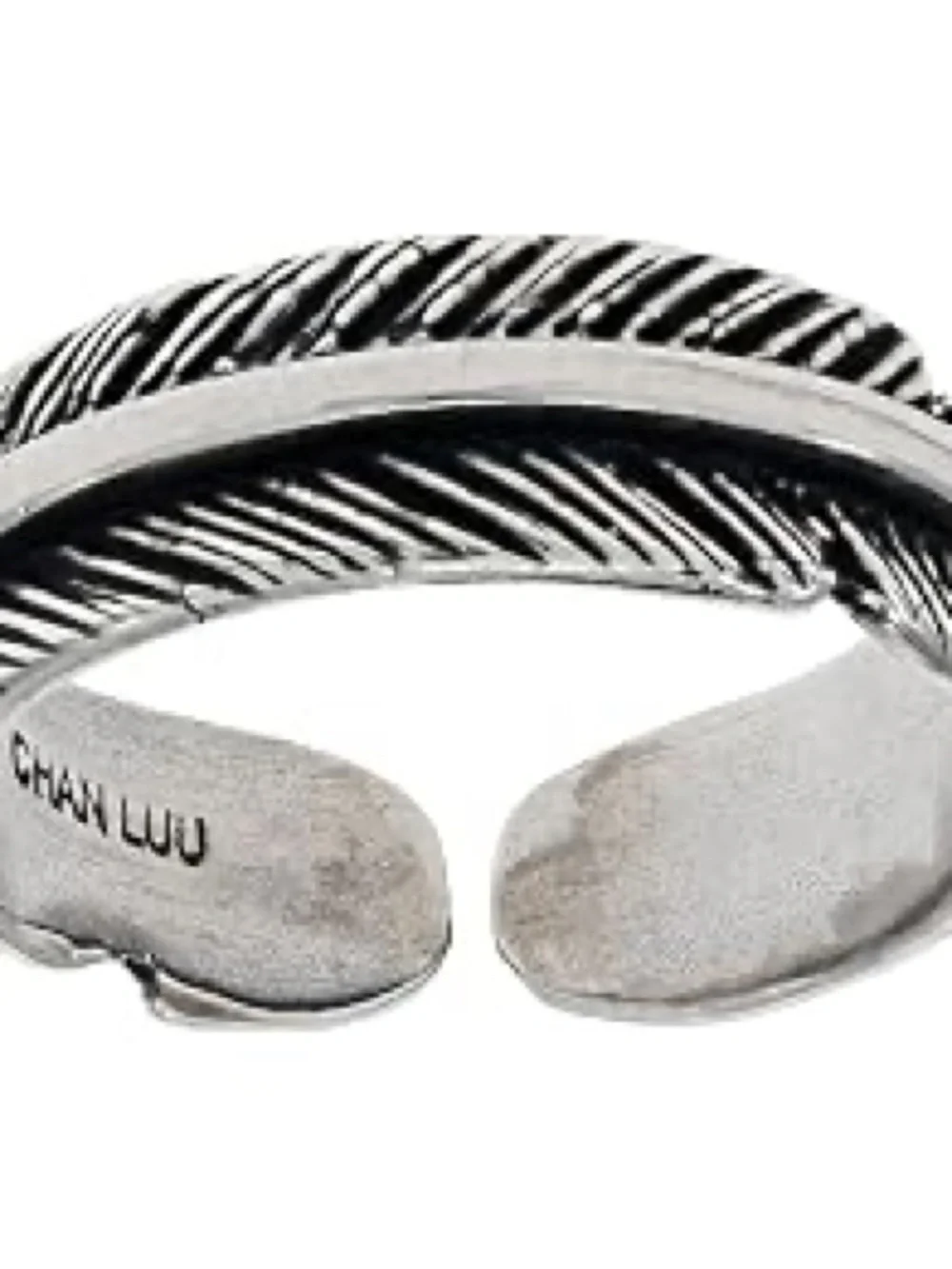 Chan Luu Carved Feather Open-Back Ring Silver
